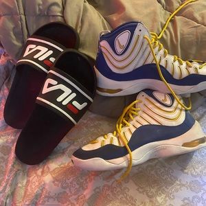Size 12 Fila Slides and size 12 Nike sneakers